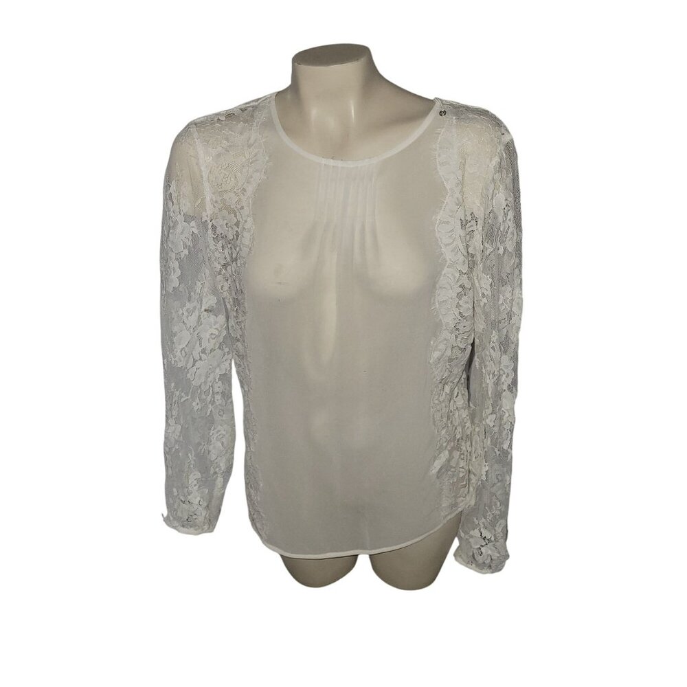 White Lace Long Sleeve Sheer Blouse By‎ White House Black Market Size M